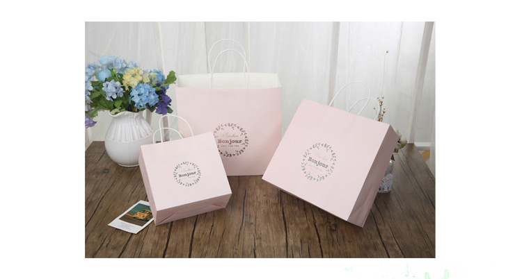 Custom logo white kraft paper shopping bag