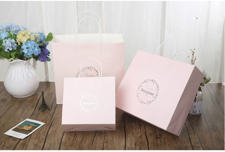 Custom logo white kraft paper shopping bag