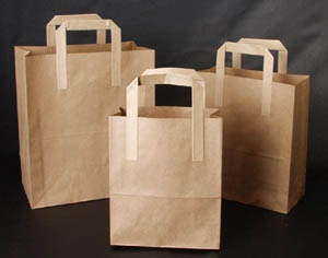 There are two familiar and uncommon materials in the hand-held paper bag.