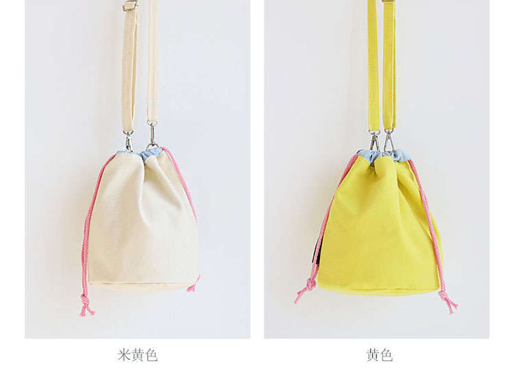 beam mouth canvas bag drawstring bucket bag diagonal package