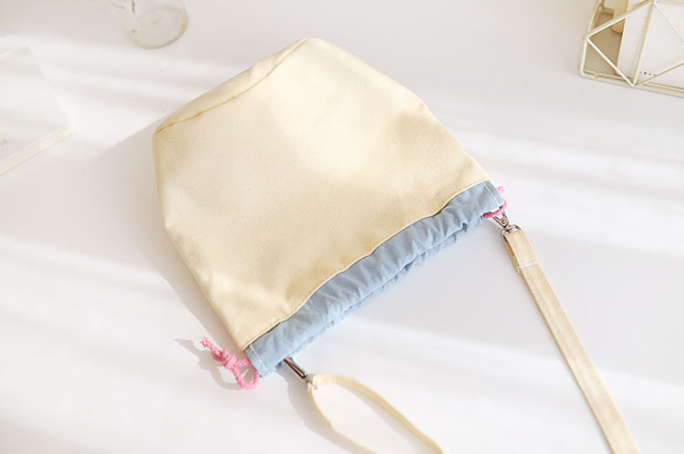 beam mouth canvas bag drawstring bucket bag diagonal package