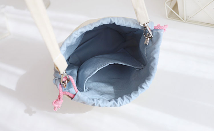 beam mouth canvas bag drawstring bucket bag diagonal package