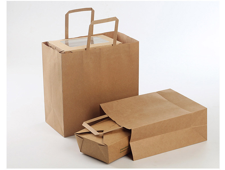 Flat hand rope kraft paper bag