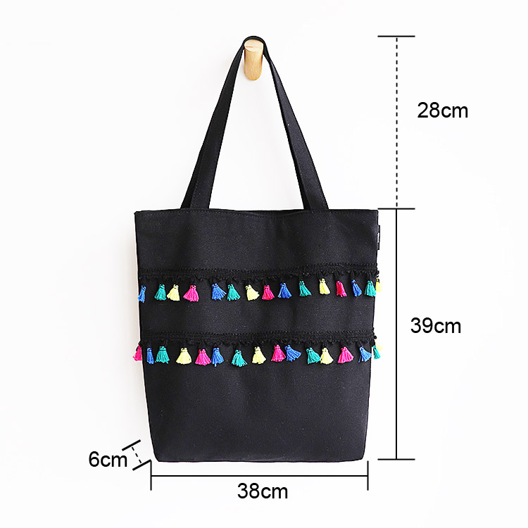 Fringe stitching small fresh literary canvas bag