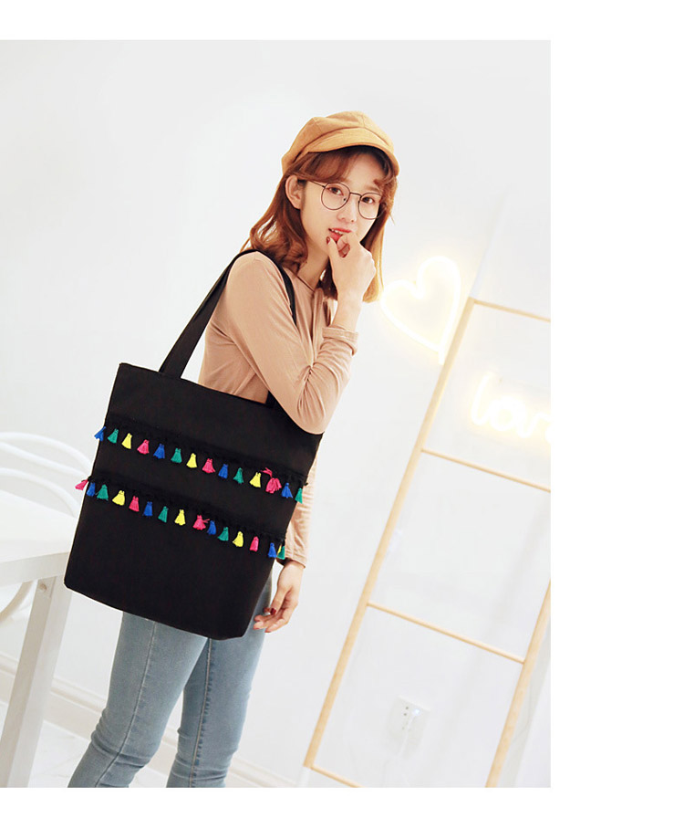 Fringe stitching small fresh literary canvas bag