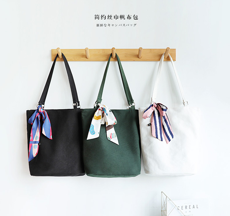 Simple canvas bag girls shoulder bag bucket bag