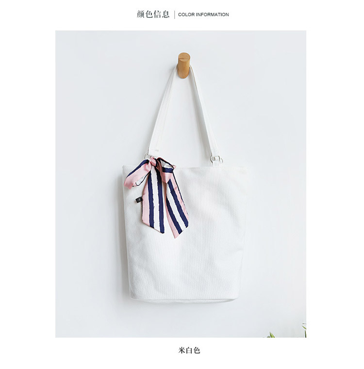 Simple canvas bag girls shoulder bag bucket bag