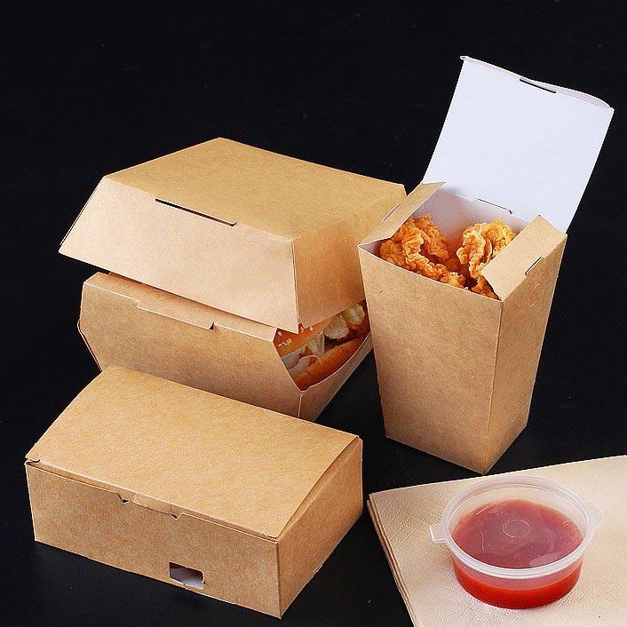 China Wholesale Disposable Takeaway Kraft Paper Box Lunch Food Container  Boxes/Hamburger Packing Carton/French Fries Packaging Box/Food Snack  Packaging Box - China Paper Box and Packaging Box price