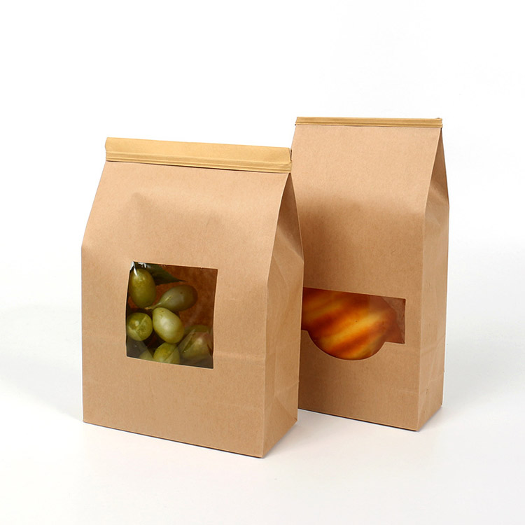 Kraft paper window self-supporting ziplock bag wholesale