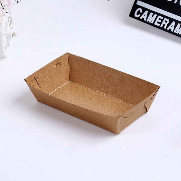 Disposable kraft paper oil-proof food packaging tray