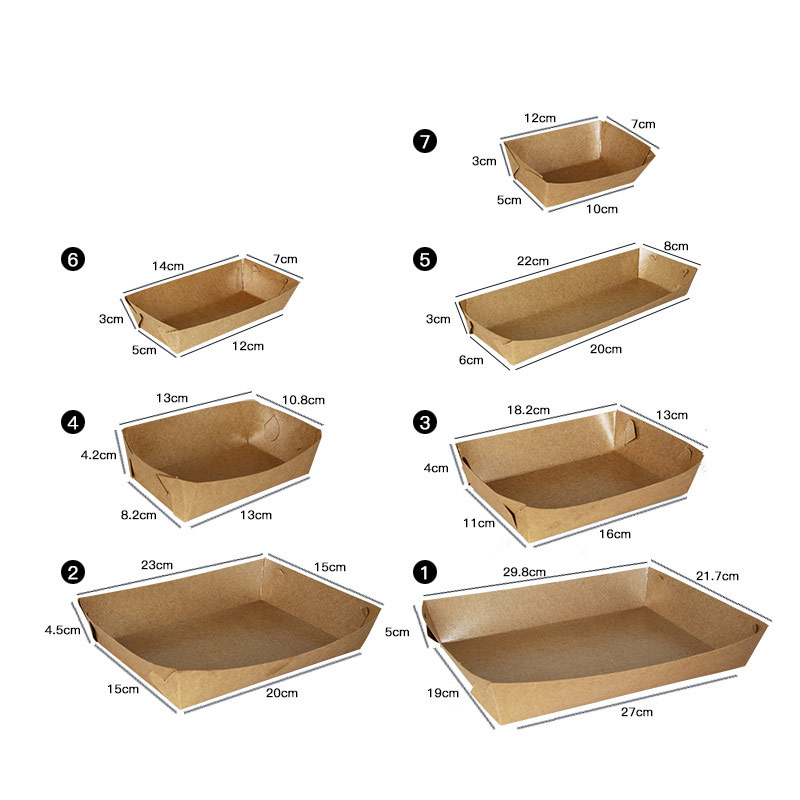 Disposable kraft paper oil-proof food packaging tray