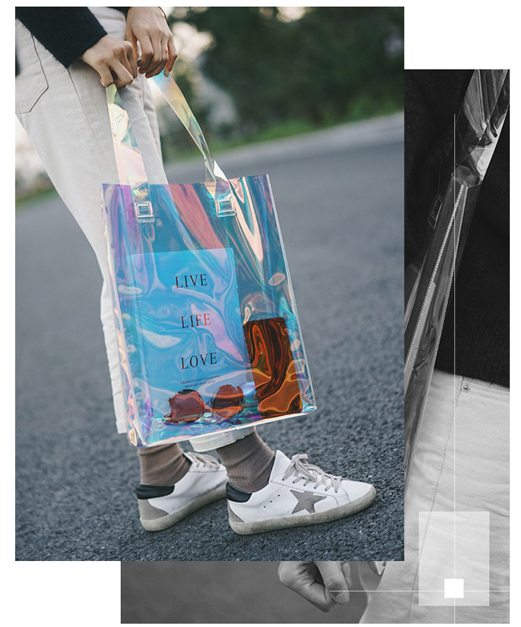 Transparent laser high-end portable shopping bag